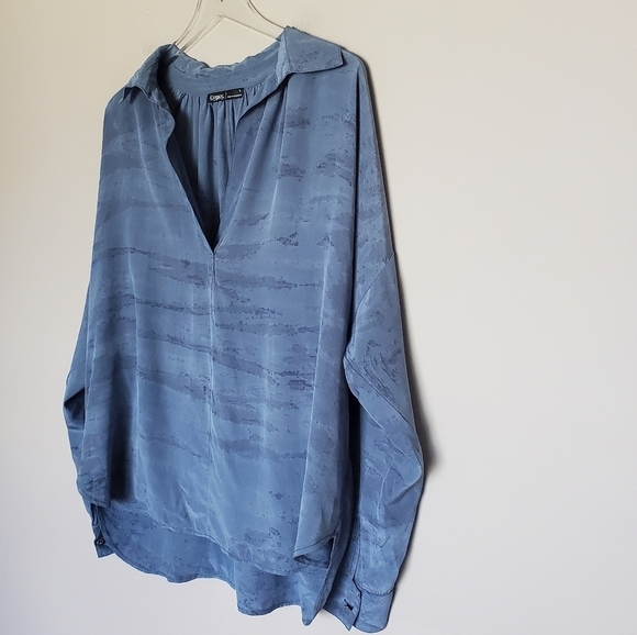 Gypsy 05 100% Silk Boho Tie Dye Tunic Top Blue Oversized Lagenlook Size Small - Picture 7 of 12